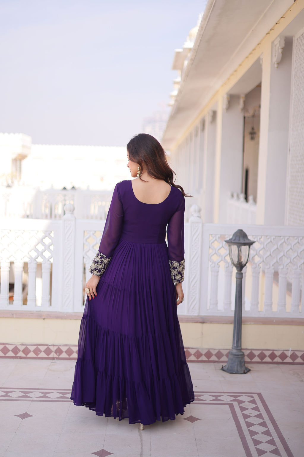 Faux Blooming Georgette Embroidered Gown