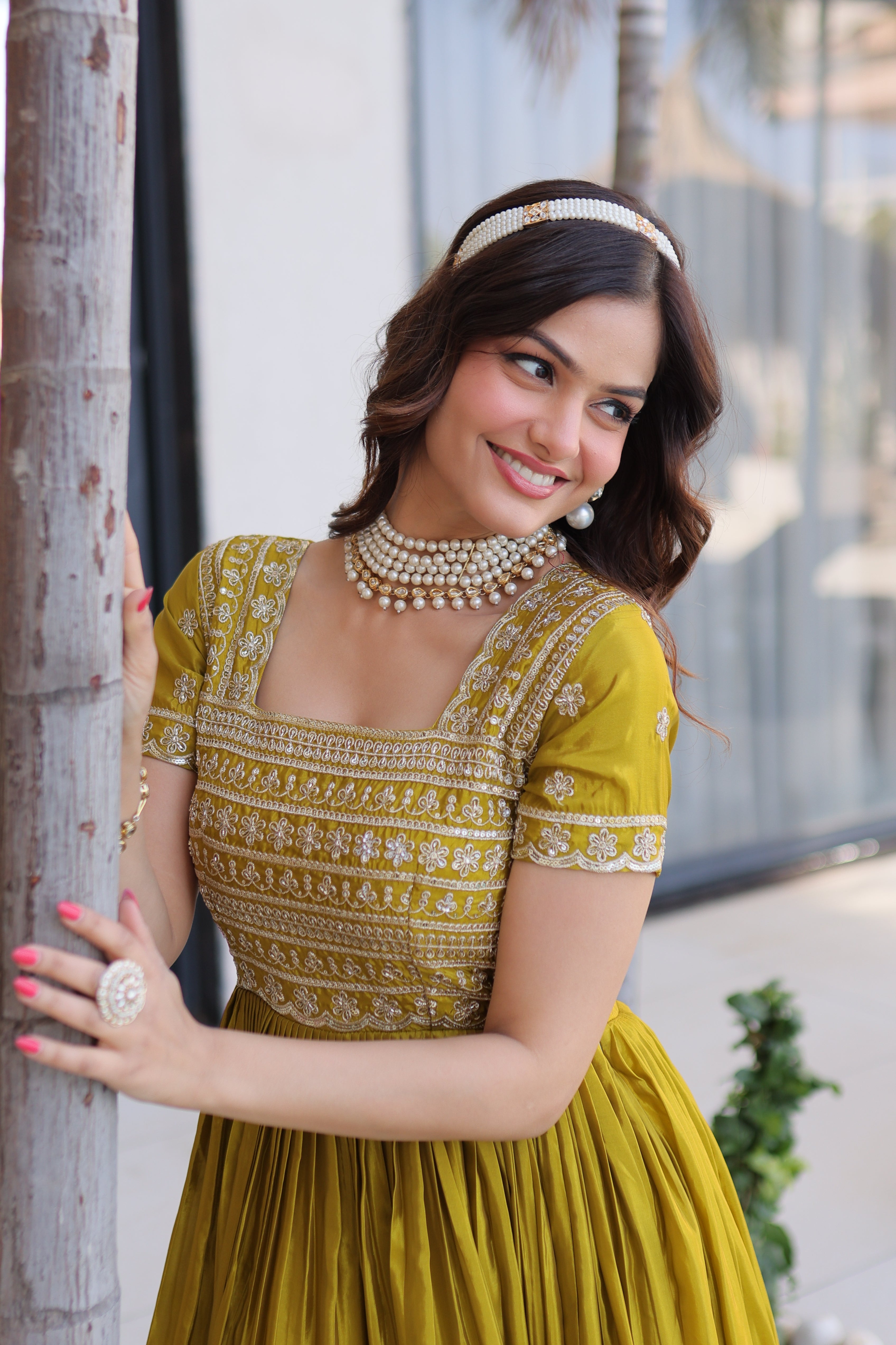 Silk Bead Embroidered Gown