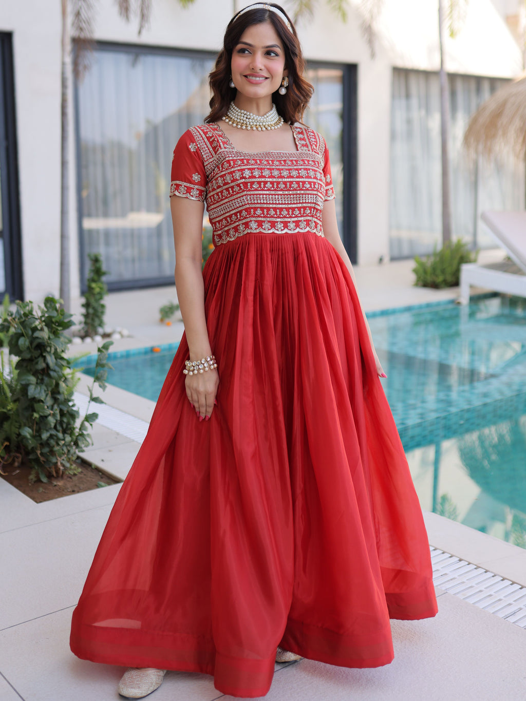 Silk Bead Embroidered Gown