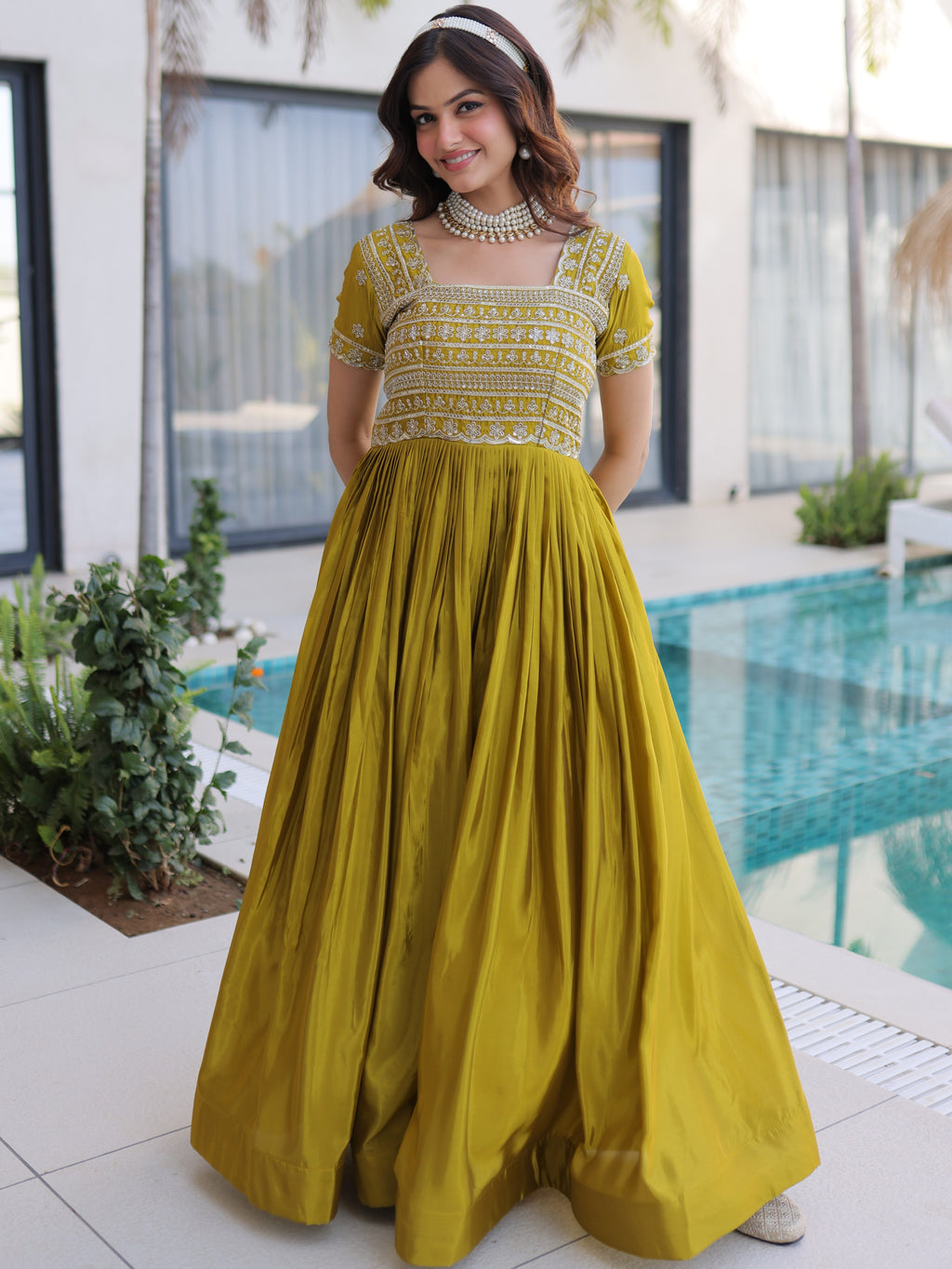 Silk Bead Embroidered Gown