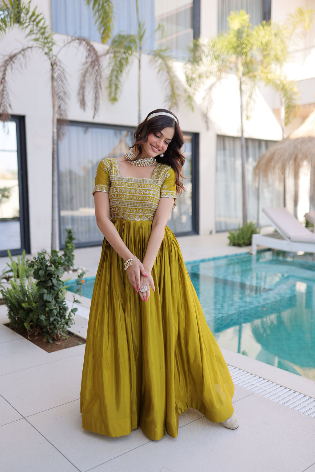 Silk Bead Embroidered Gown