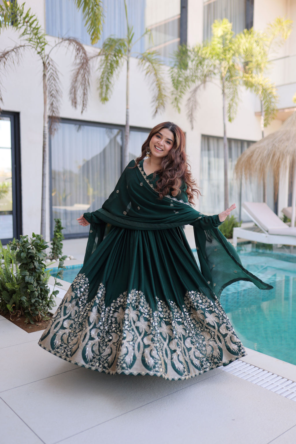 Rangoli Crush Embroidered Gown With Dupatta