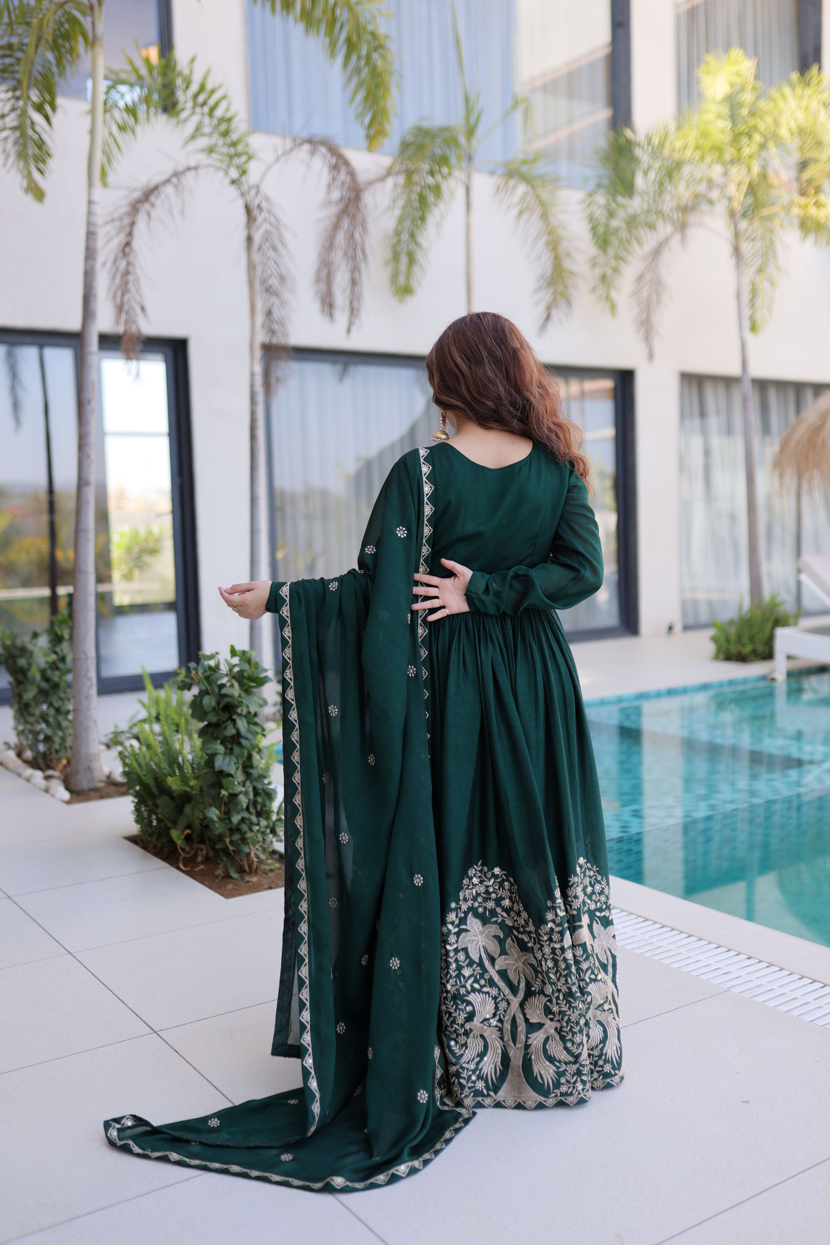 Rangoli Crush Embroidered Gown With Dupatta