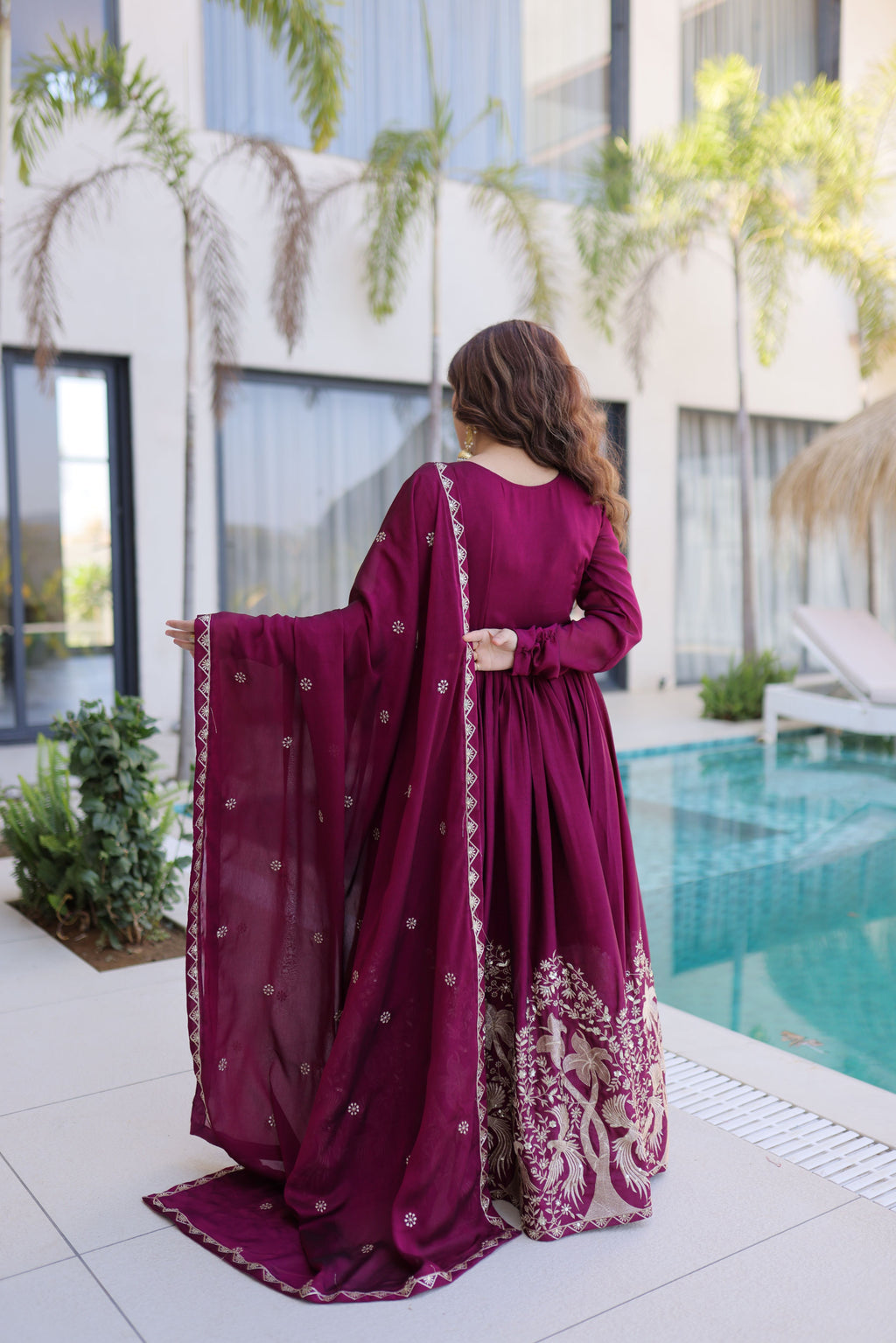 Rangoli Crush Embroidered Gown With Dupatta