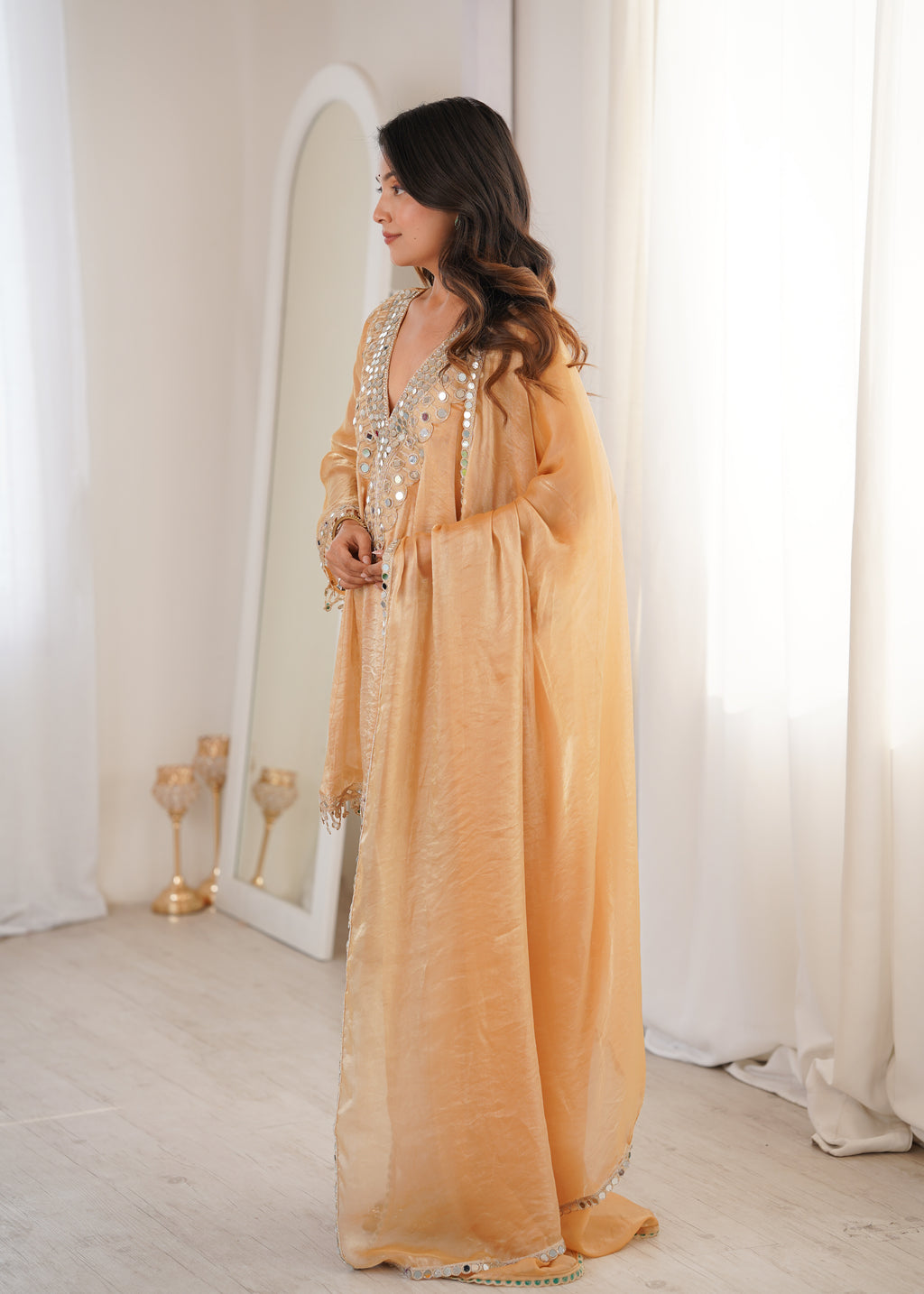 Fendi Real Mirror Kurti-Pant With Dupatta