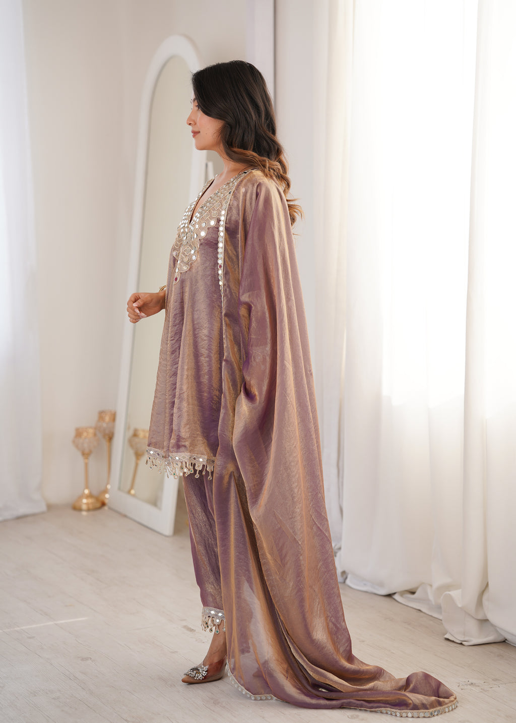 Fendi Real Mirror Kurti-Pant With Dupatta