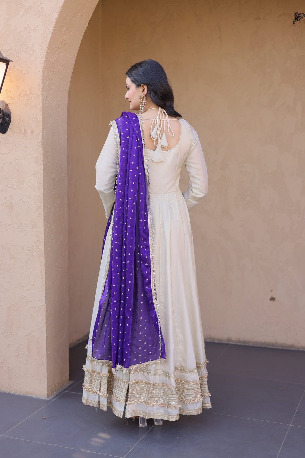 Cosmos Real Mirror Embroidered Gown With Dupatta
