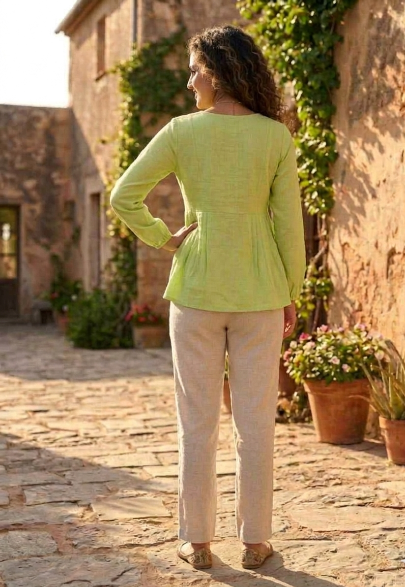 Linen Cotton Summer Wear Top-Pant
