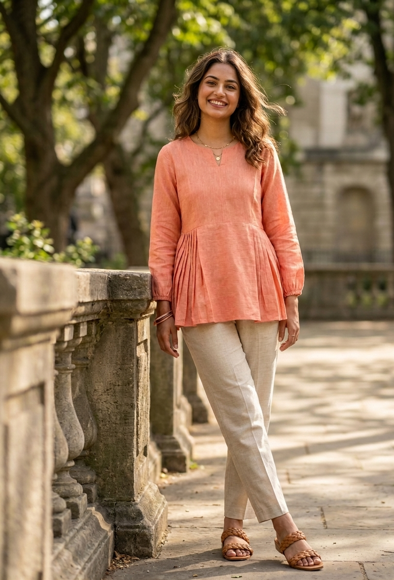 Linen Cotton Summer Wear Top-Pant