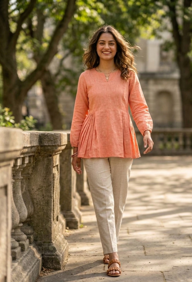 Linen Cotton Summer Wear Top-Pant