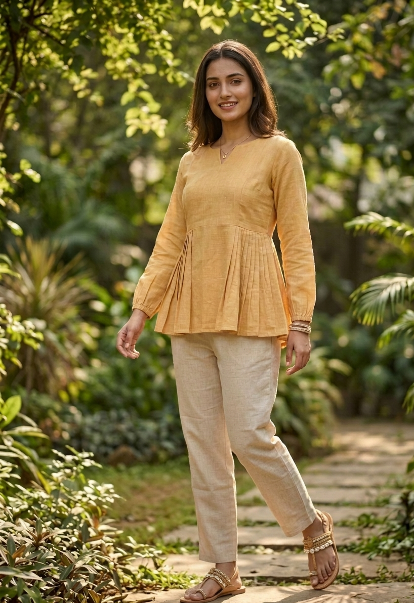 Linen Cotton Summer Wear Top-Pant