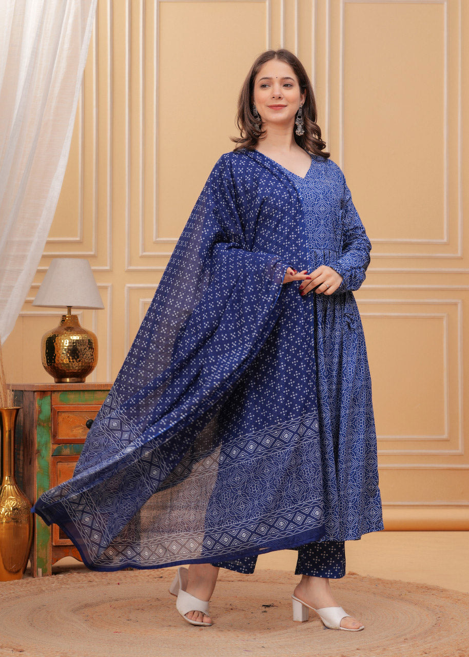 Rayon Printed Kurti-Pant With Dupatta