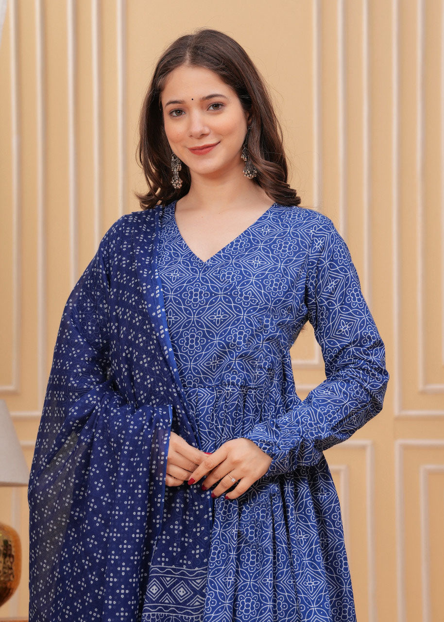 Rayon Printed Kurti-Pant With Dupatta