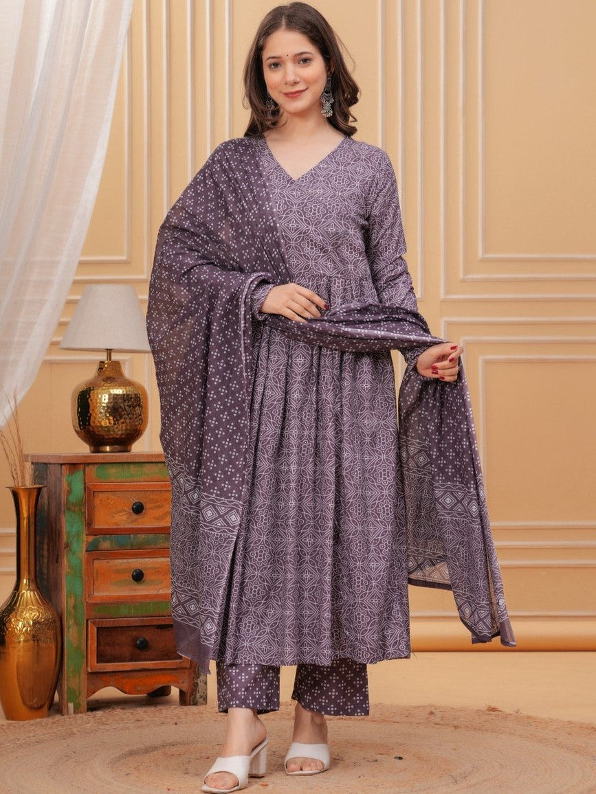 Rayon Printed Kurti-Pant With Dupatta