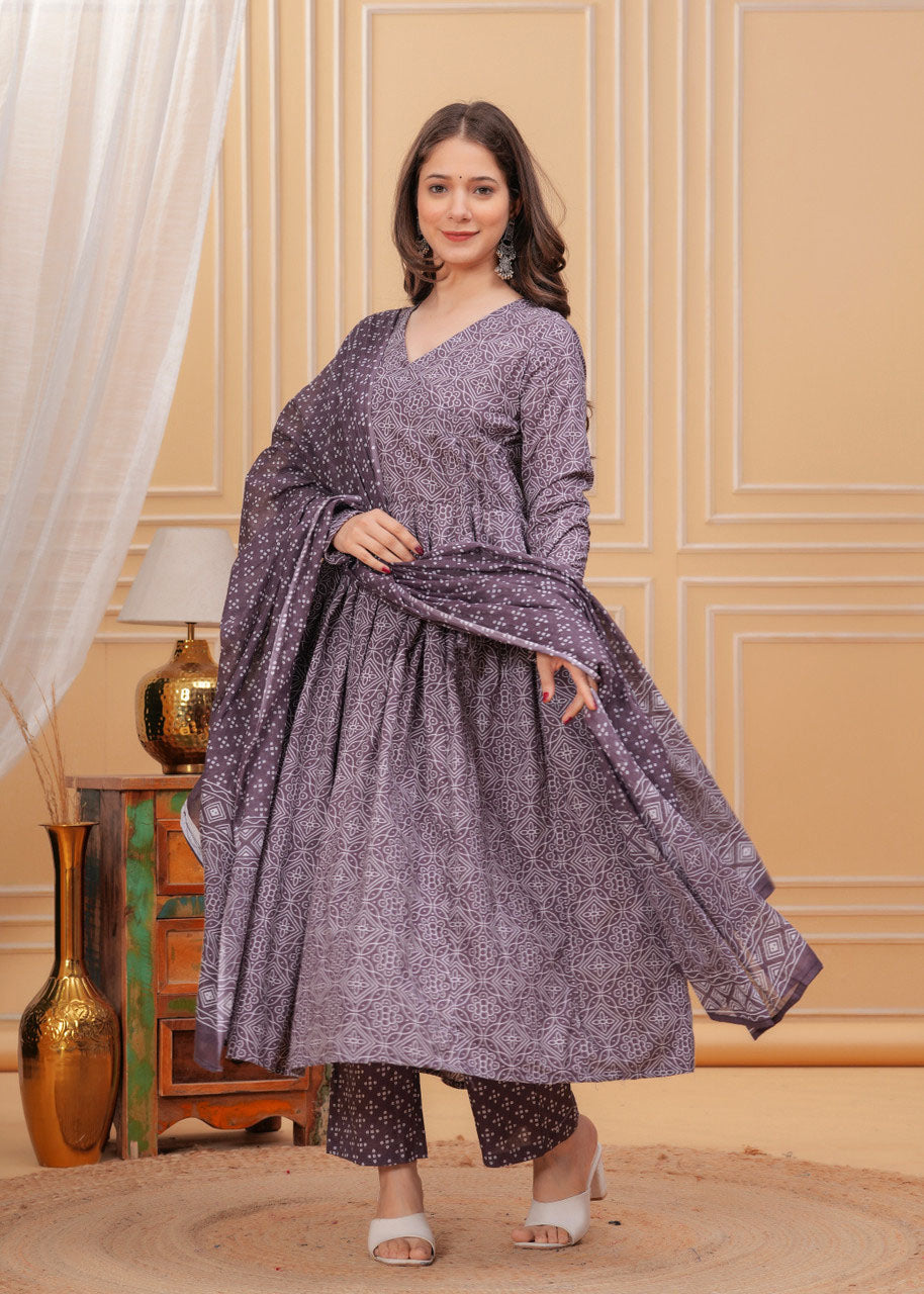 Rayon Printed Kurti-Pant With Dupatta