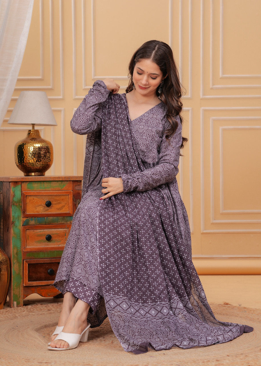 Rayon Printed Kurti-Pant With Dupatta