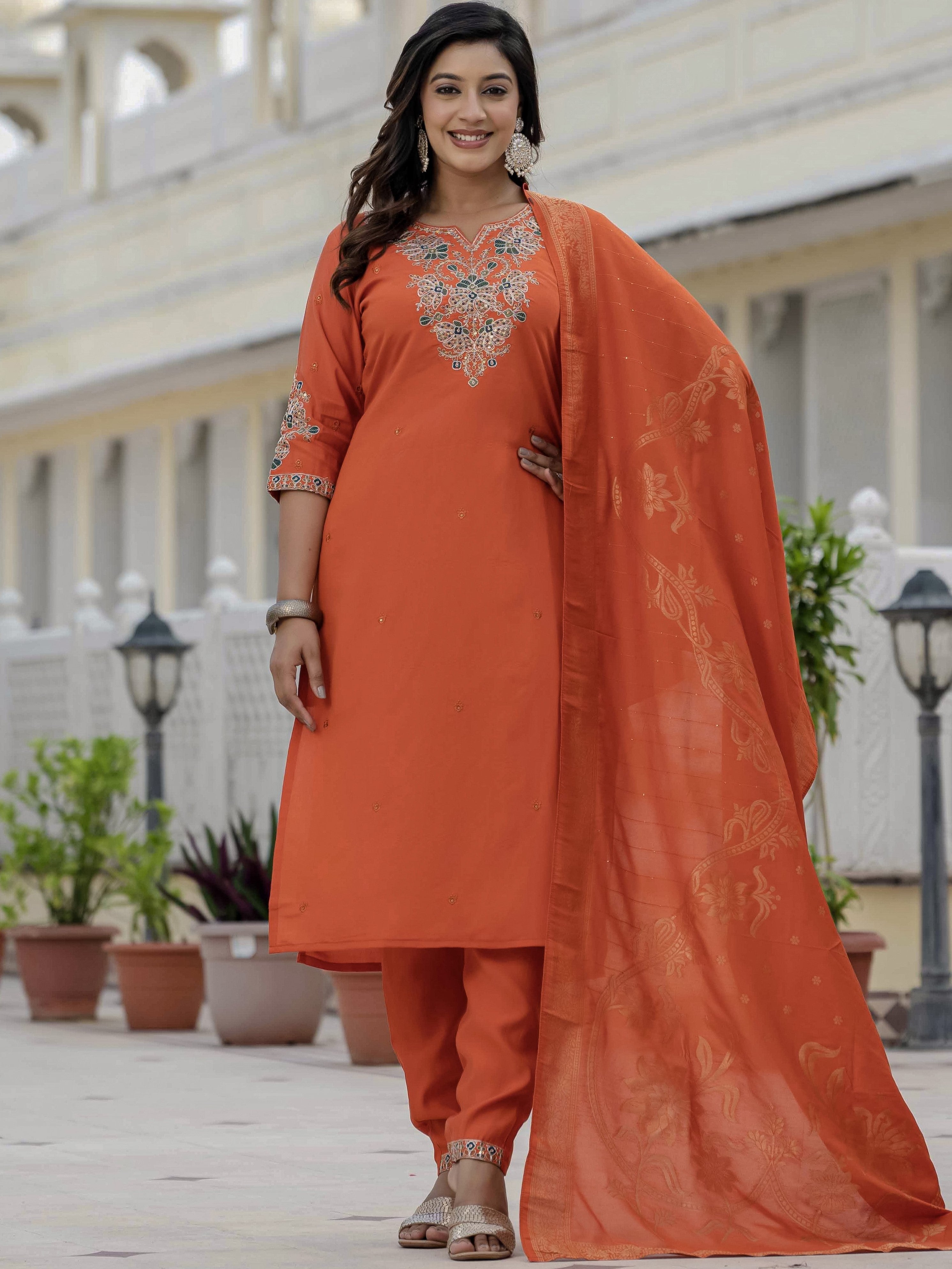 Roman Silk Top Bottom Set For Women