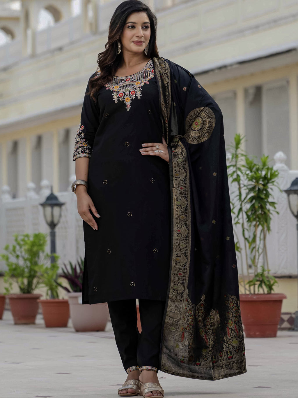 Roman Silk Top Bottom Set For Women