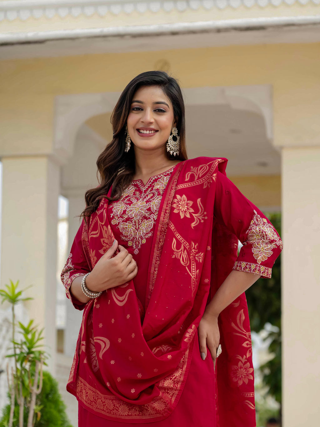 Roman Silk Top Bottom Set For Women