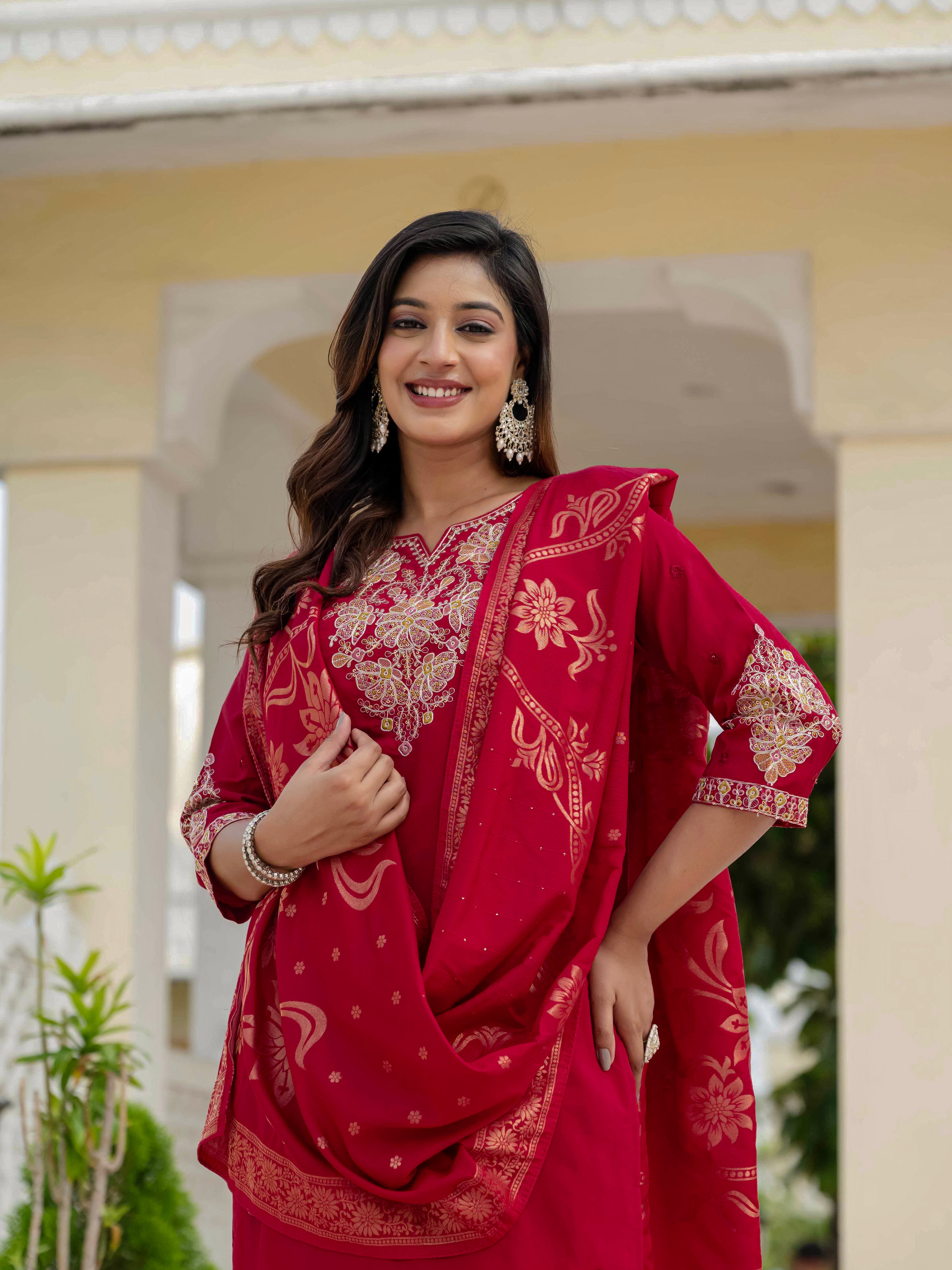 Roman Silk Top Bottom Set For Women