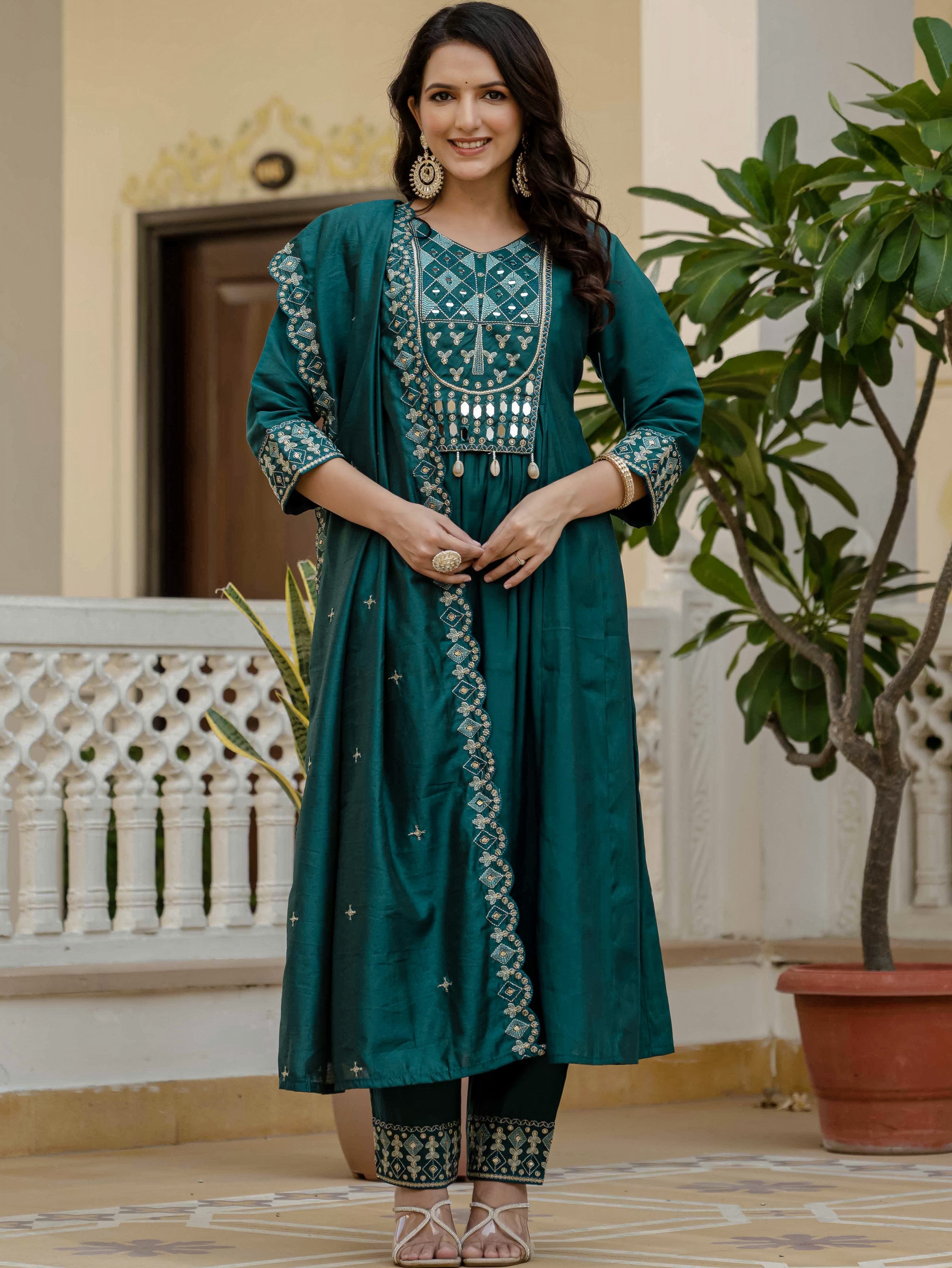 Roman Silk Anarkali Kurti For Women