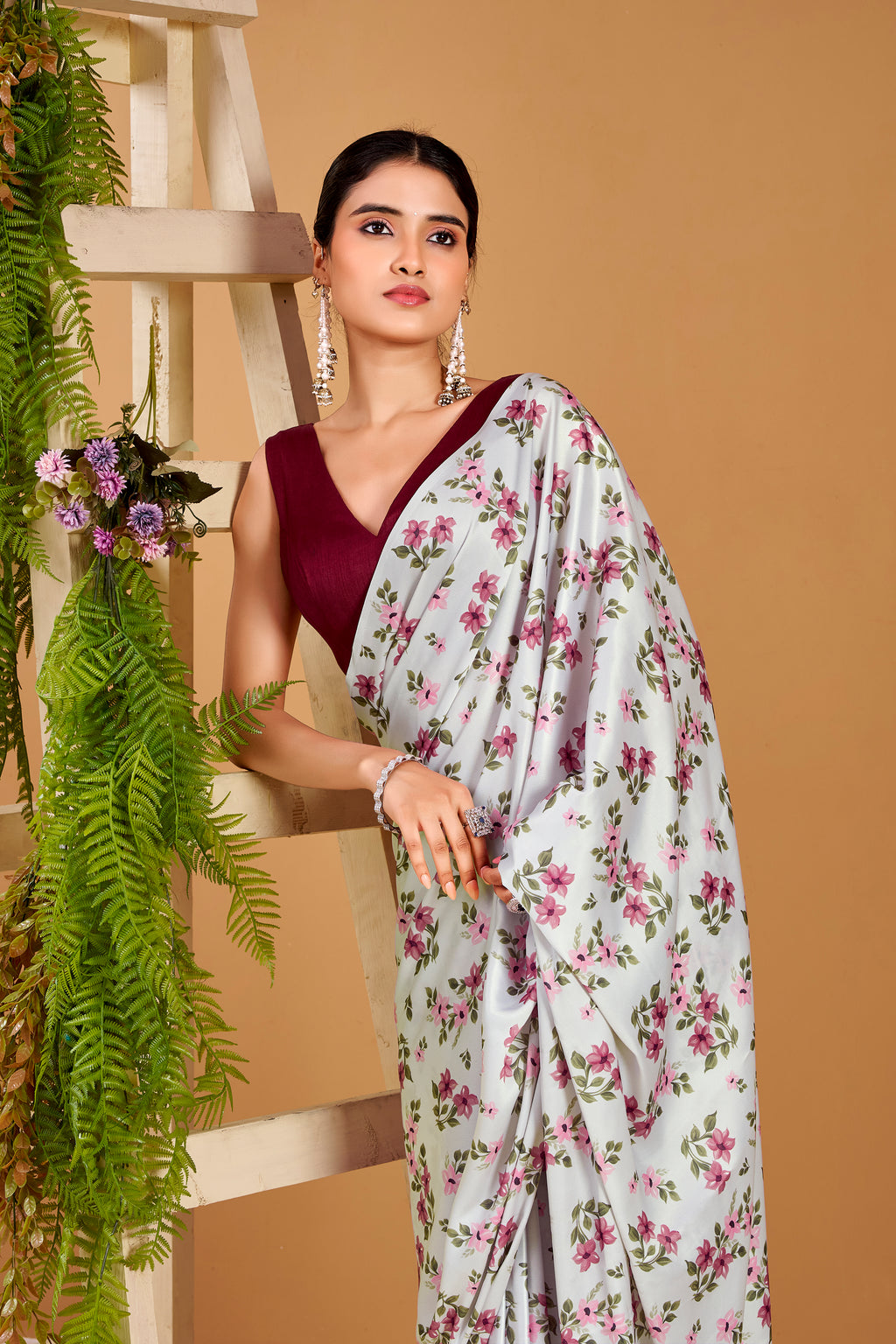 Satin Silk Floral Printed Saree