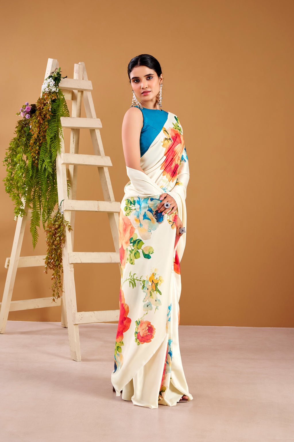 Satin Silk Floral Printed Saree