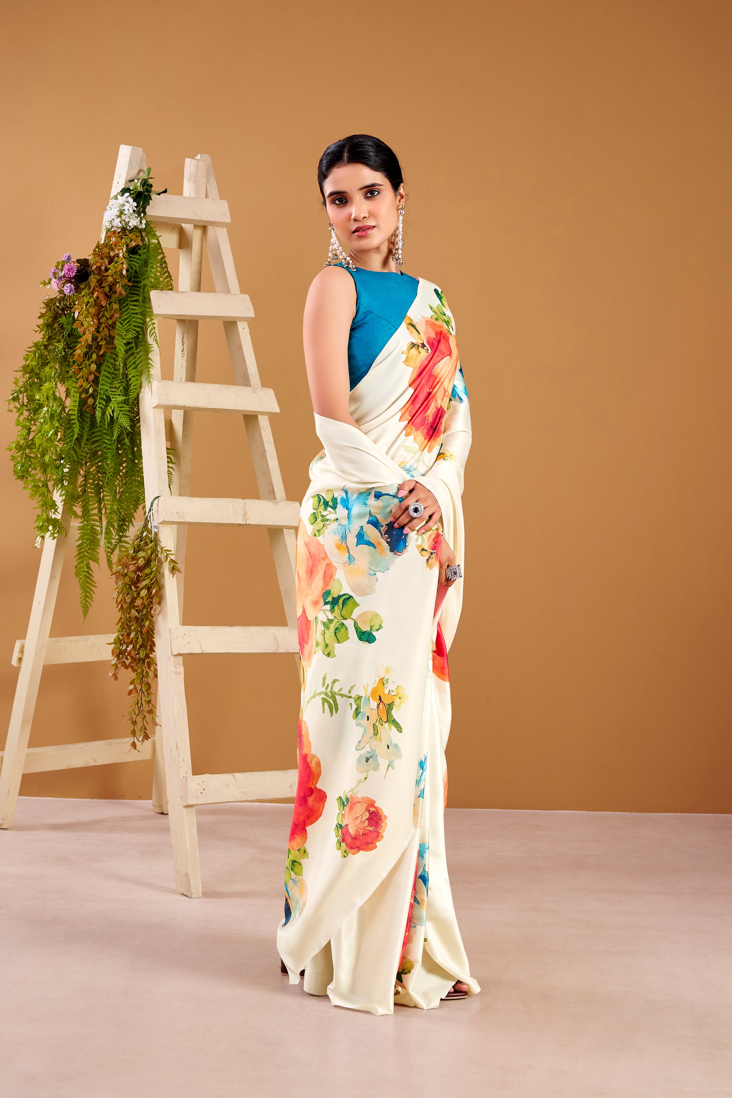 Satin Silk Floral Printed Saree