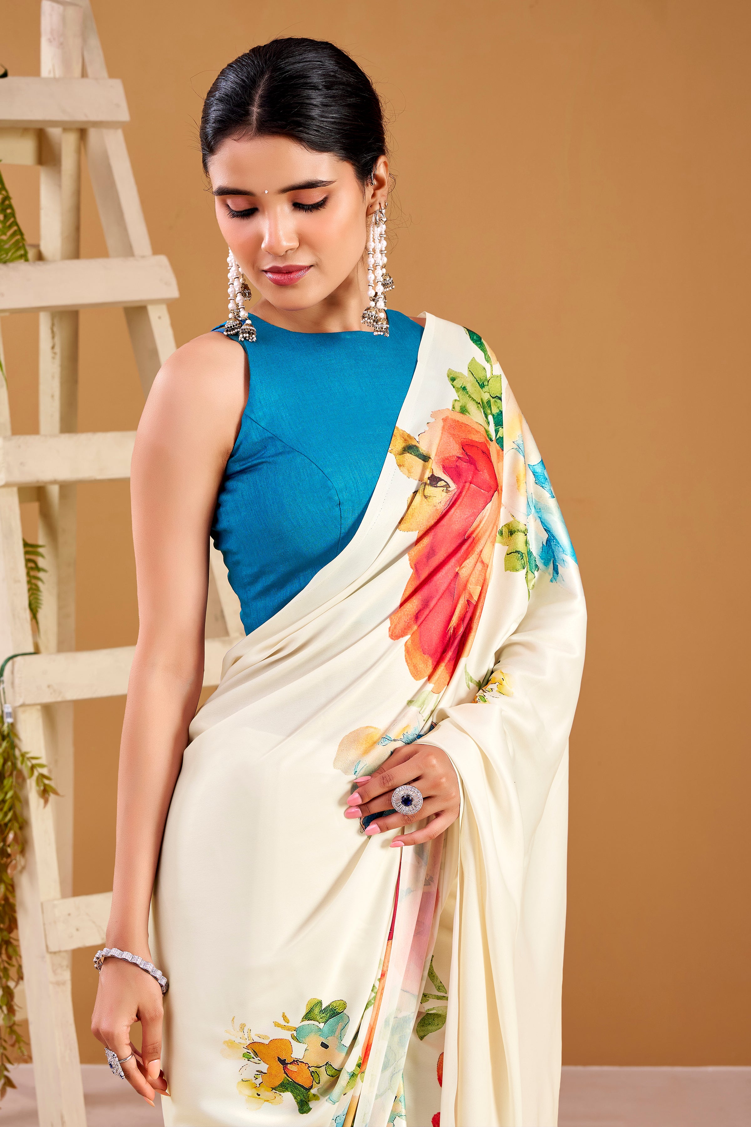 Satin Silk Floral Printed Saree