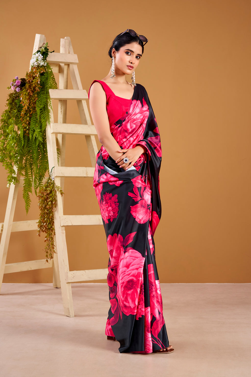 Satin Silk Floral Printed Saree