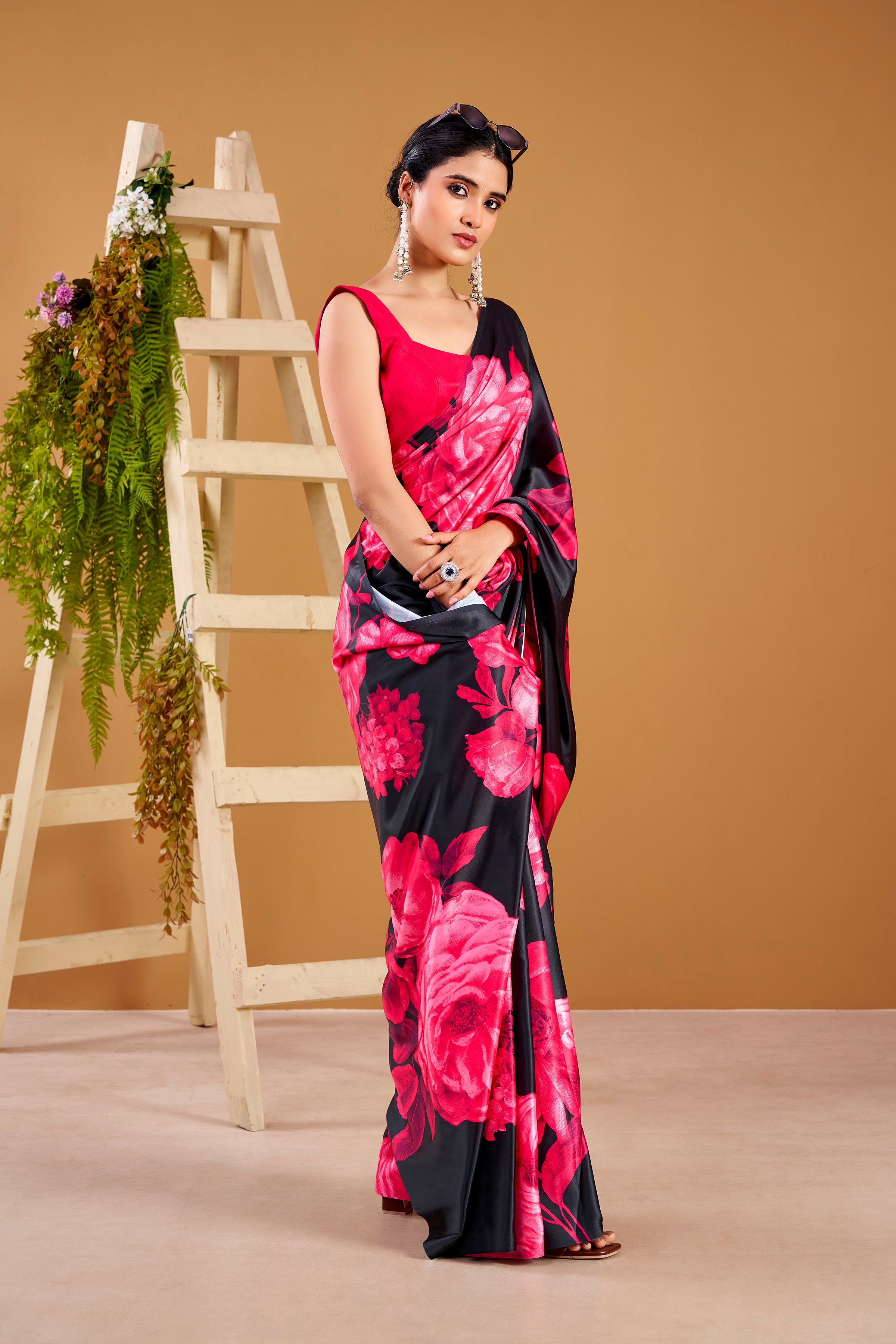 Satin Silk Floral Printed Saree
