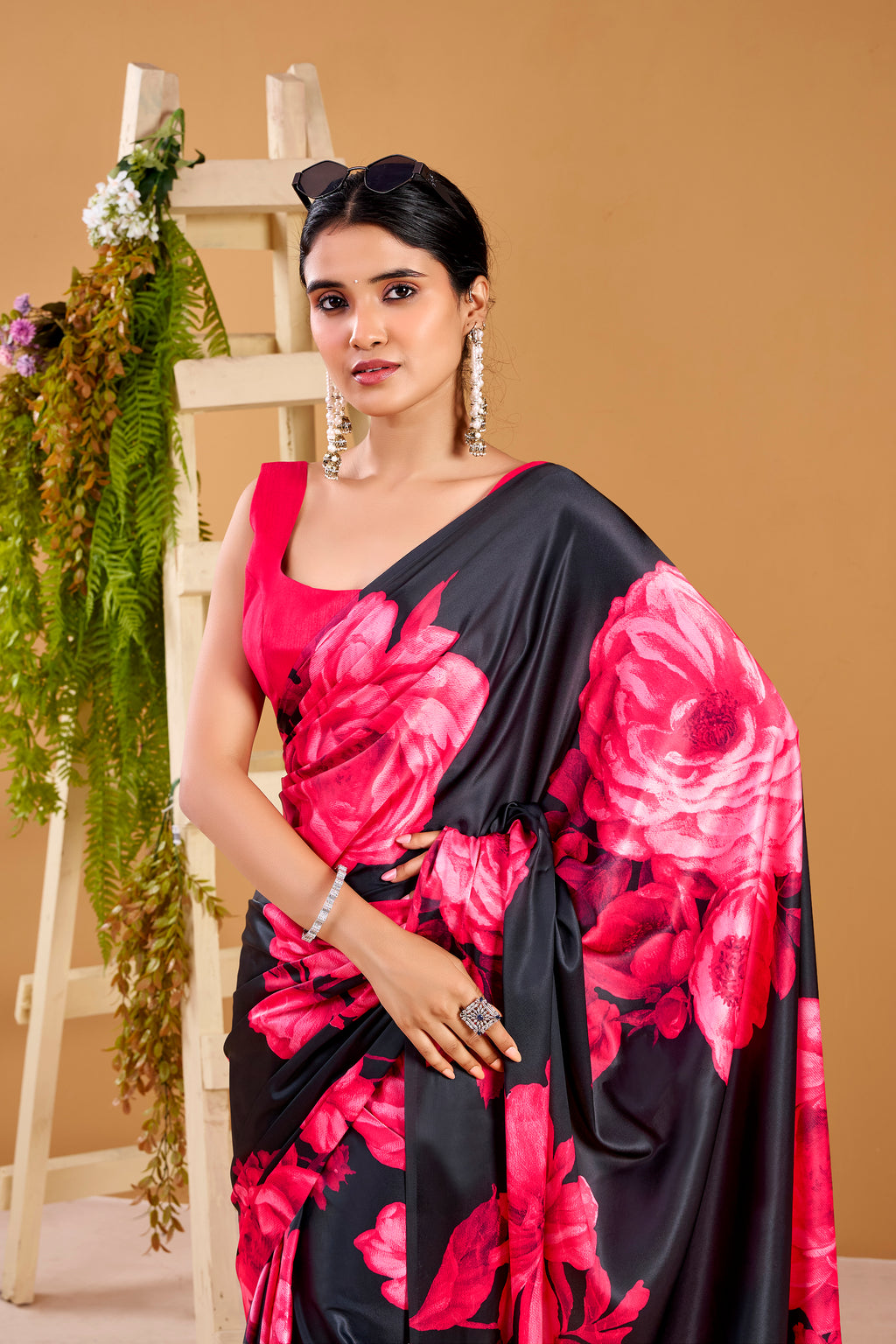 Satin Silk Floral Printed Saree