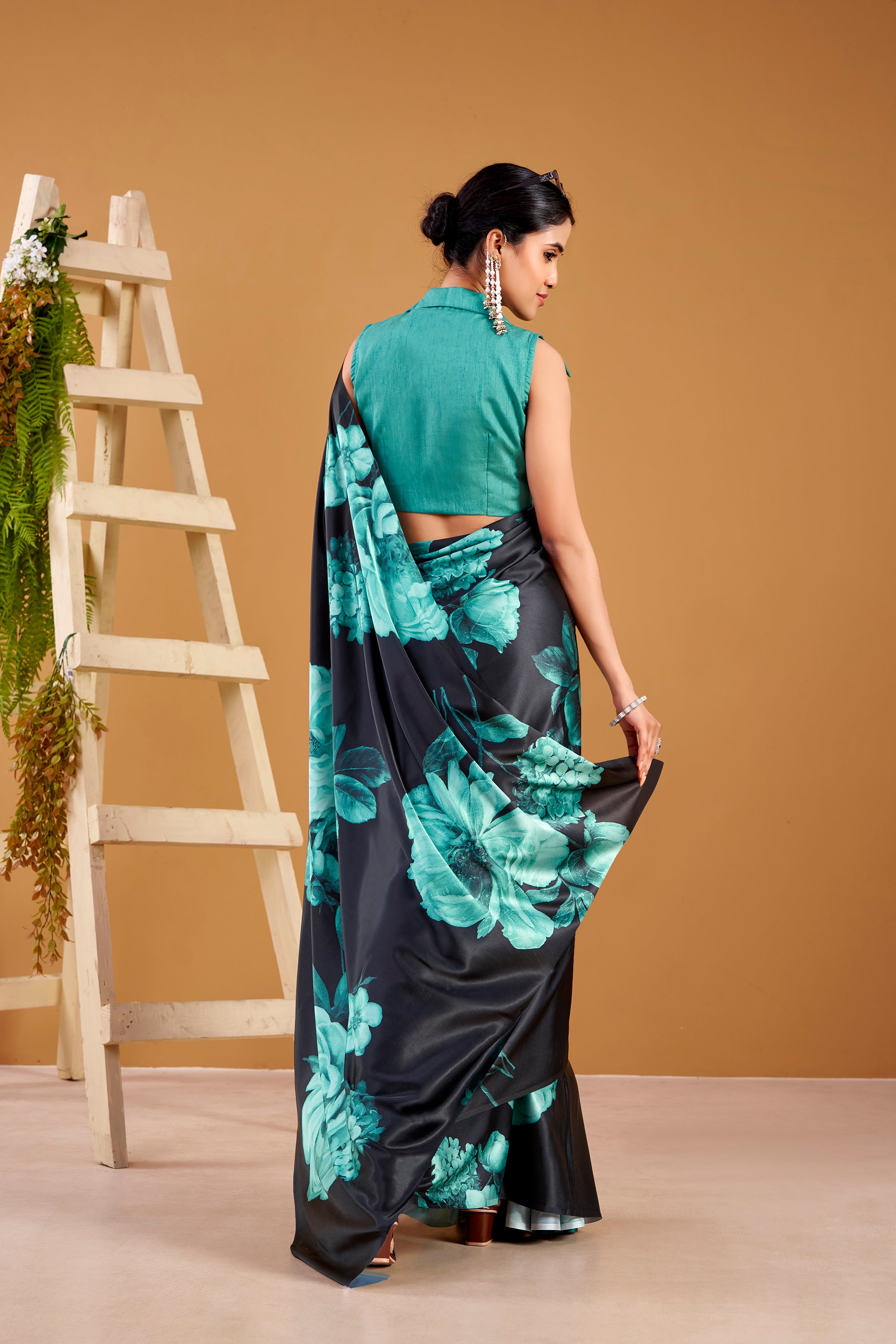 Satin Silk Floral Printed Saree