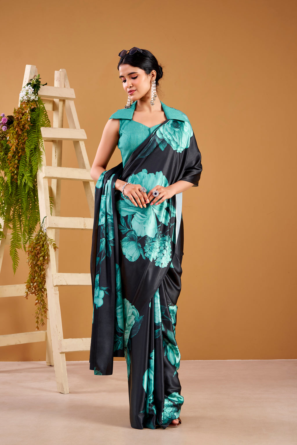 Satin Silk Floral Printed Saree