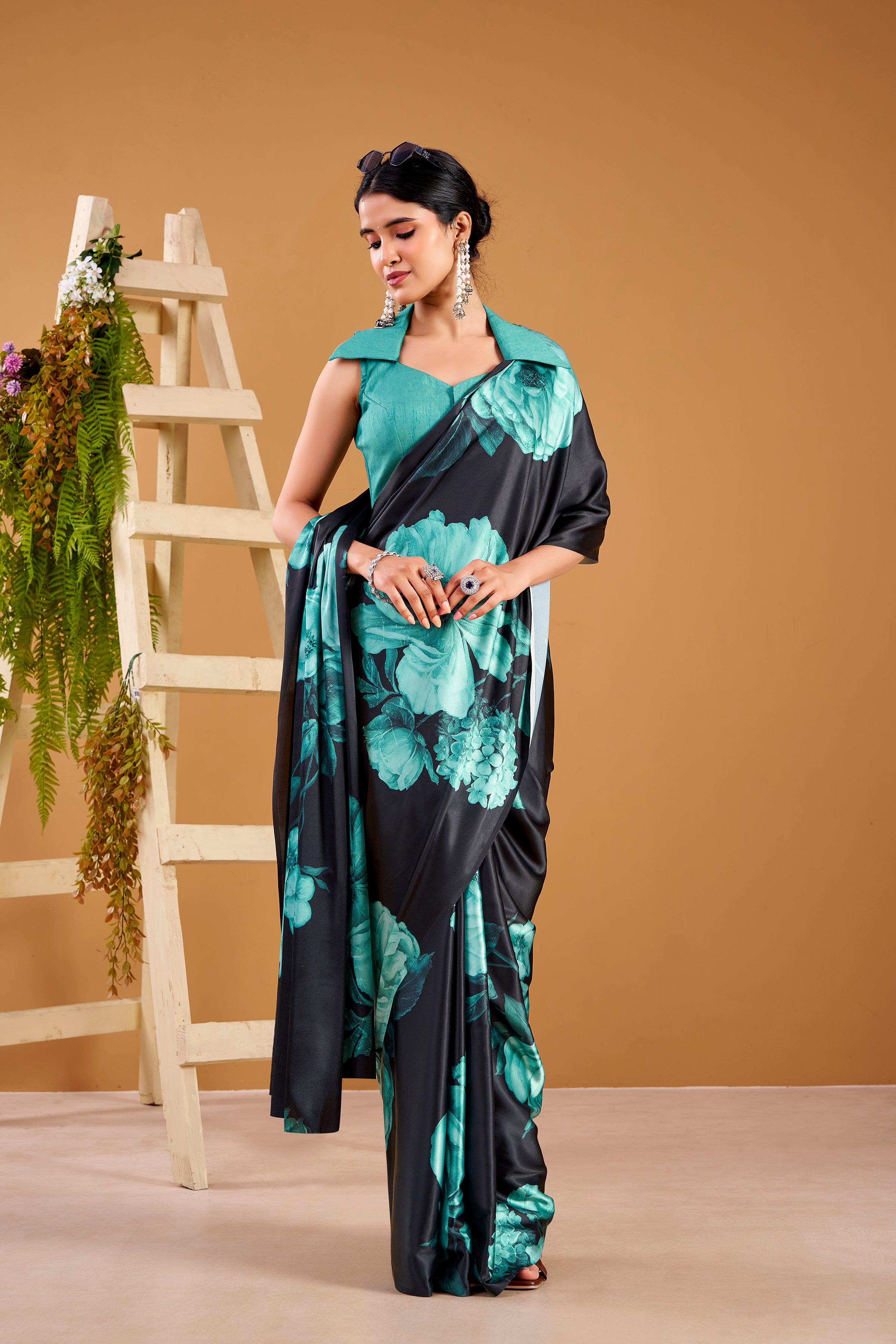 Satin Silk Floral Printed Saree