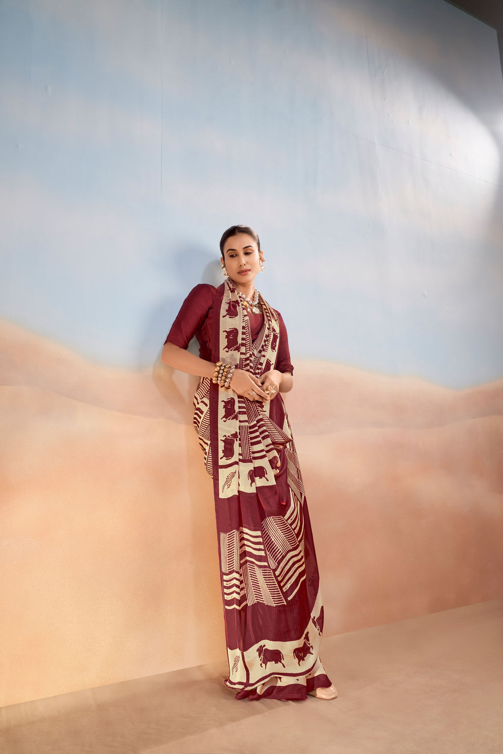 Satin Chiffon Printed Saree
