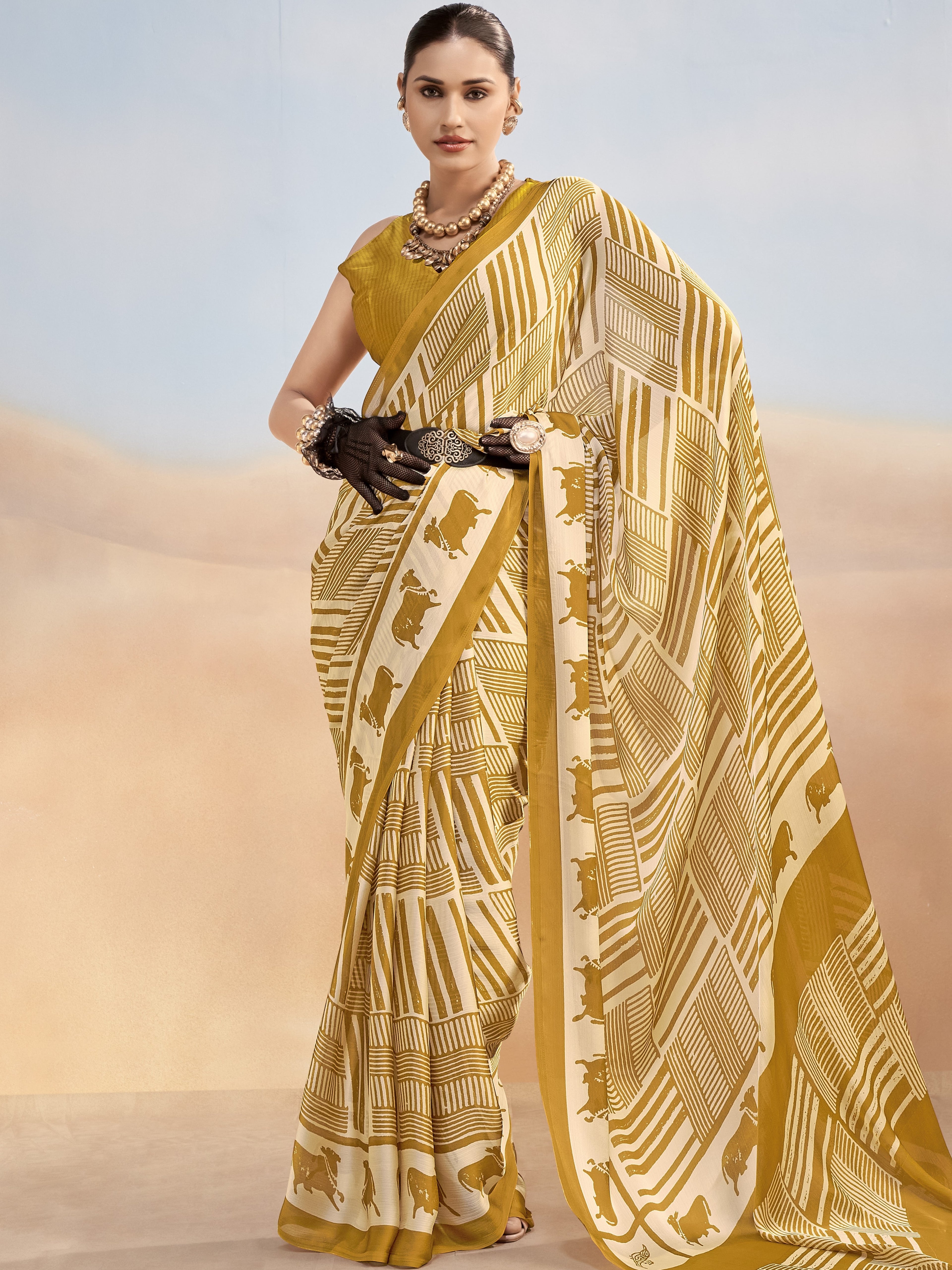 Satin Chiffon Printed Saree
