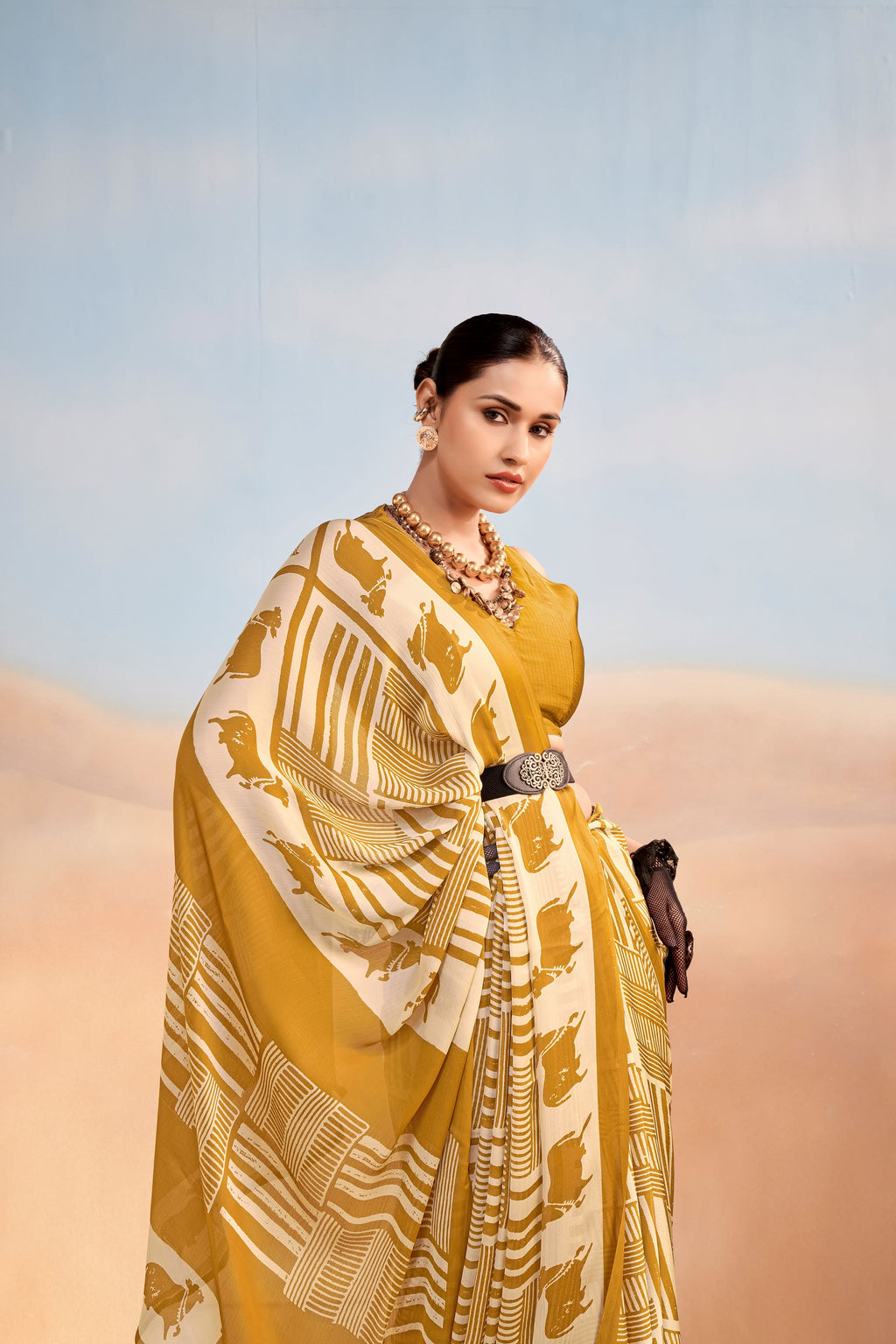 Satin Chiffon Printed Saree