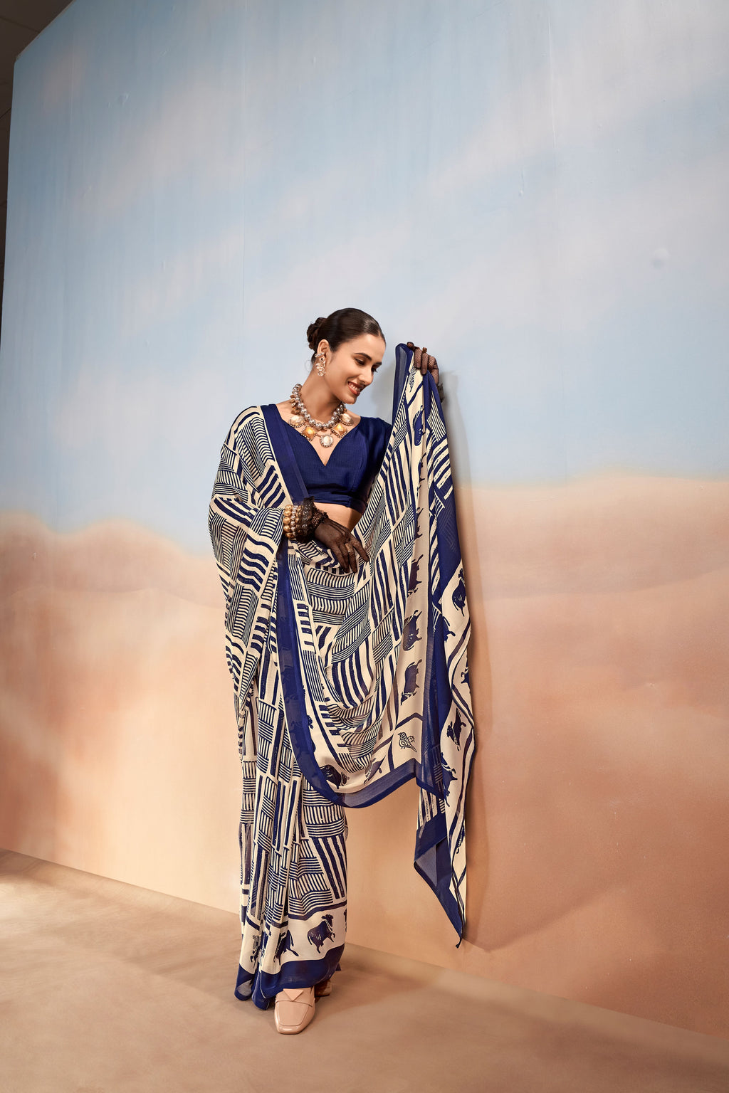 Satin Chiffon Printed Saree