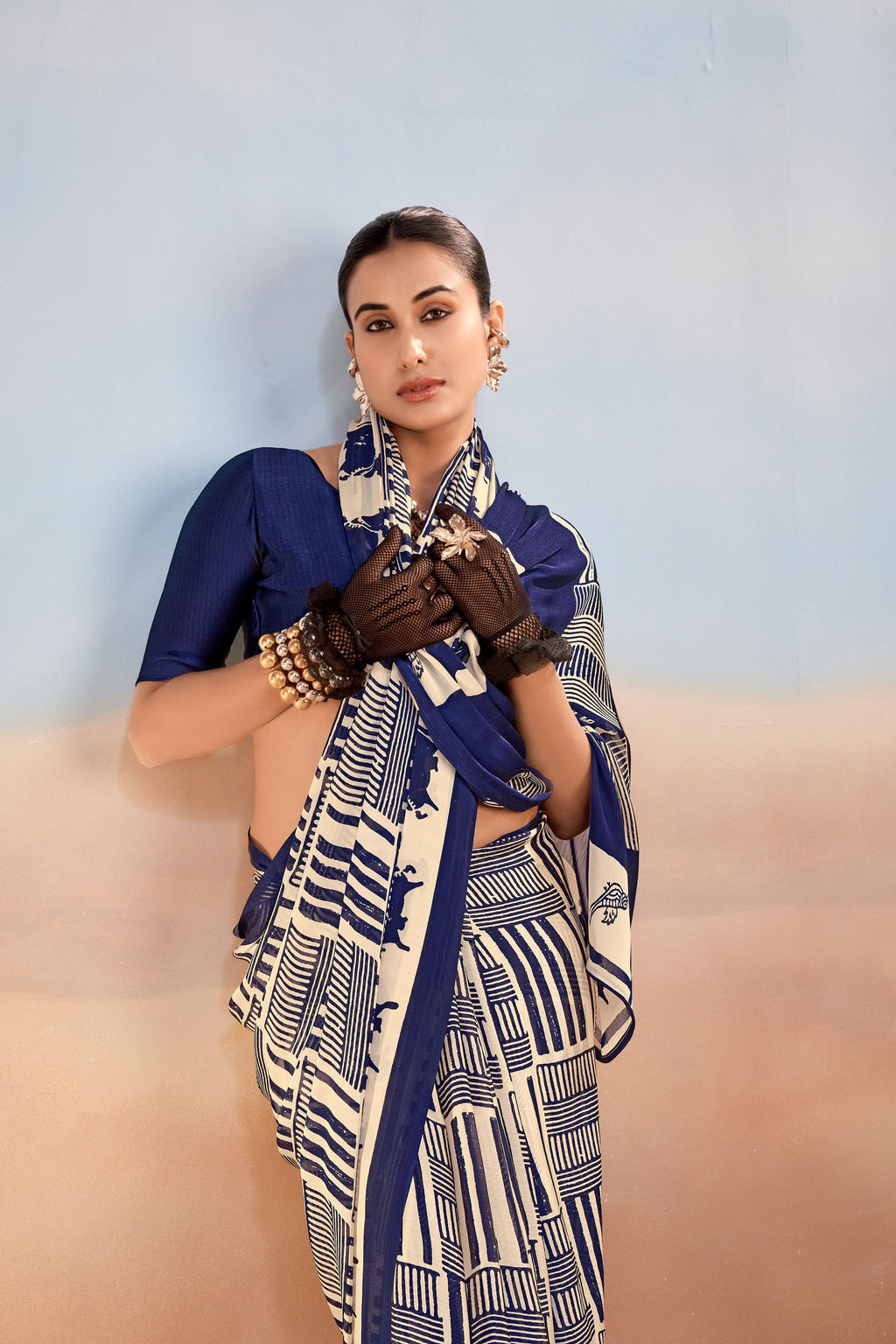 Satin Chiffon Printed Saree