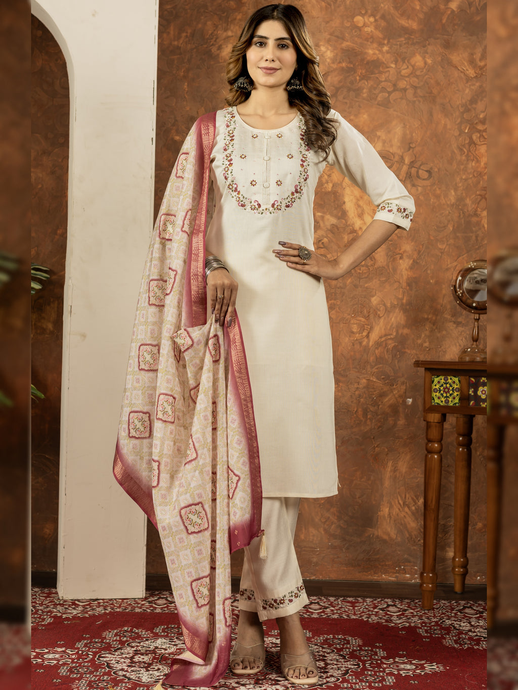 Marina Silk Top Bottom Set For Women