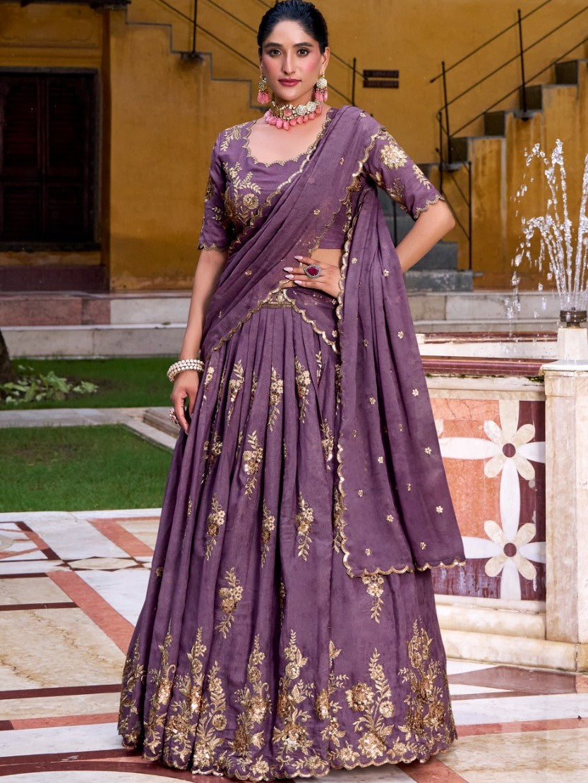 Chocolate Crush Embroidered Lehenga With Dupatta
