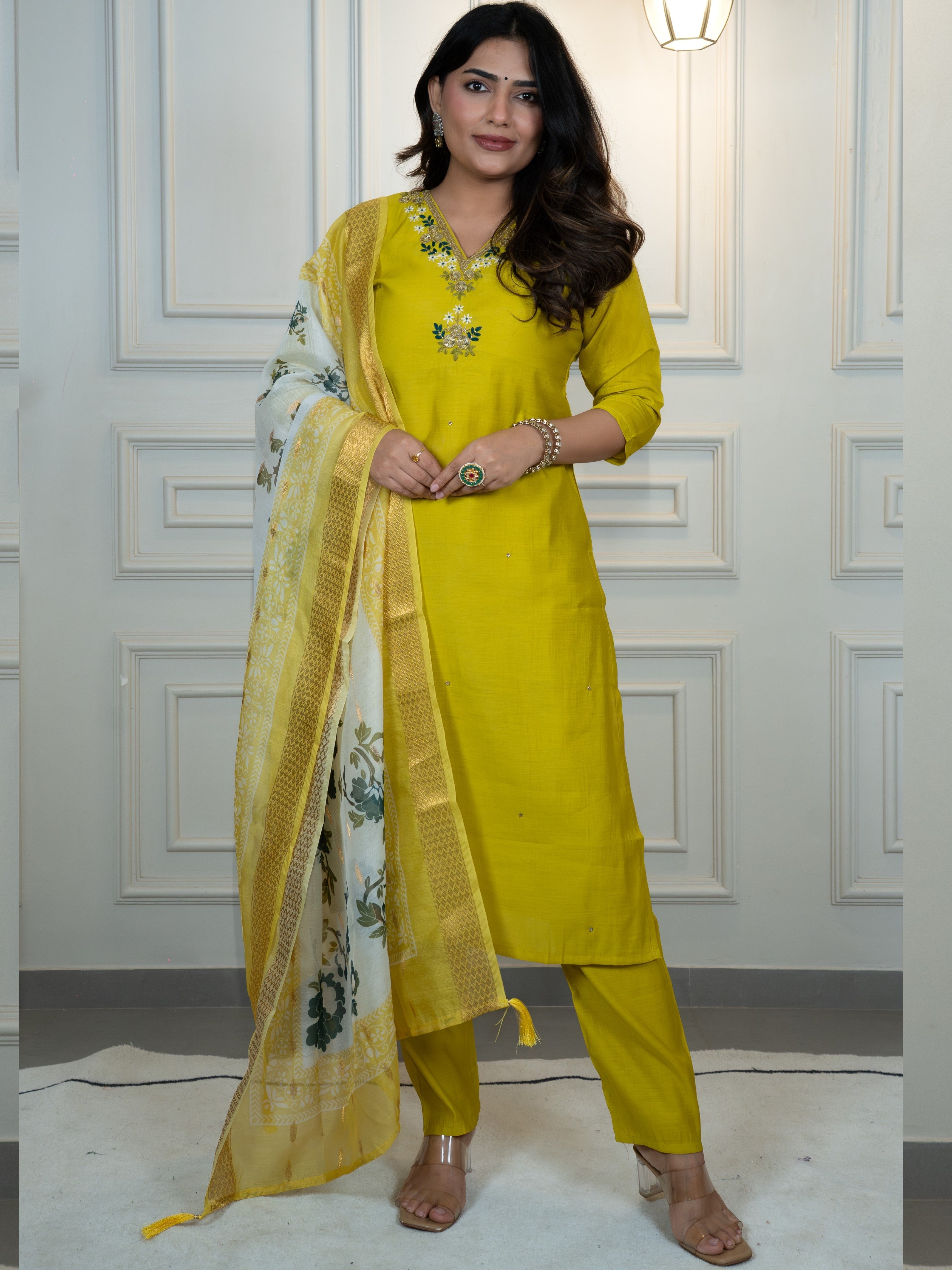 Premium  Roman Silk Top Bottom Set For Women