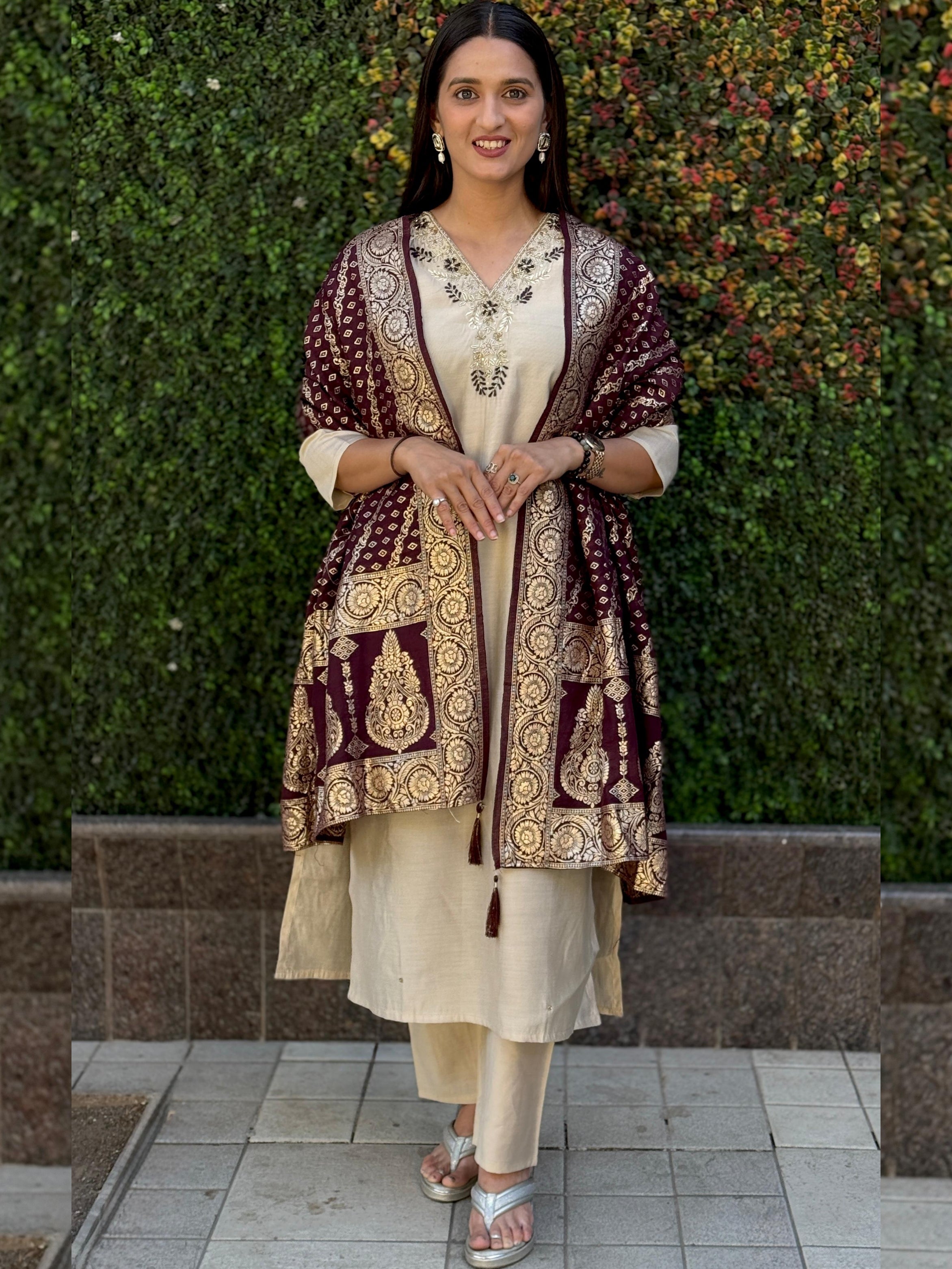 Roman Silk Top Bottom Set For Women